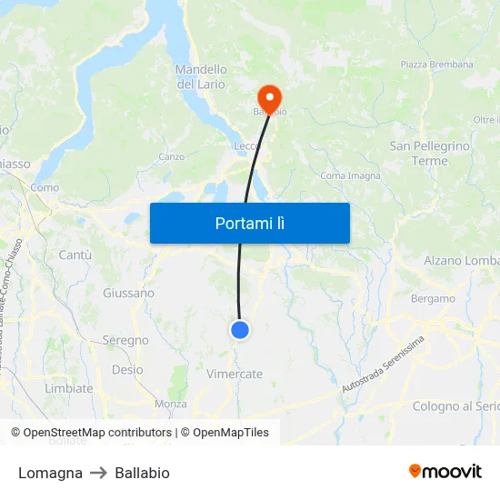 Lomagna to Ballabio map