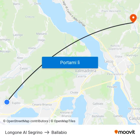 Longone Al Segrino to Ballabio map
