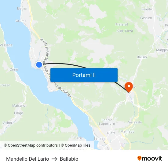 Mandello Del Lario to Ballabio map