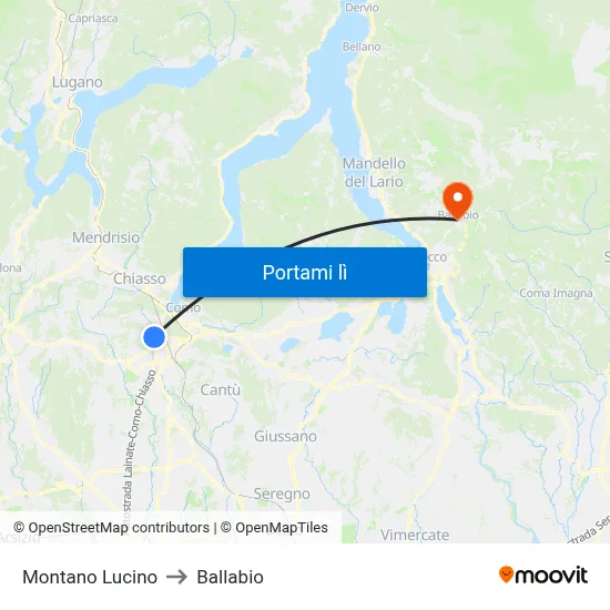 Montano Lucino to Ballabio map