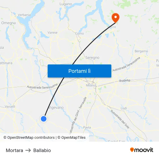 Mortara to Ballabio map