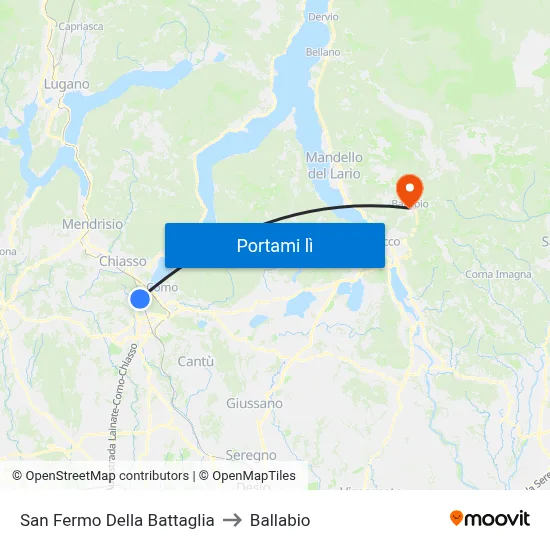 San Fermo Della Battaglia to Ballabio map