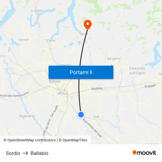 Sordio to Ballabio map