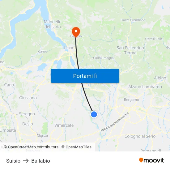 Suisio to Ballabio map
