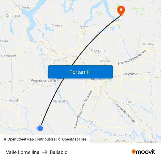 Valle Lomellina to Ballabio map