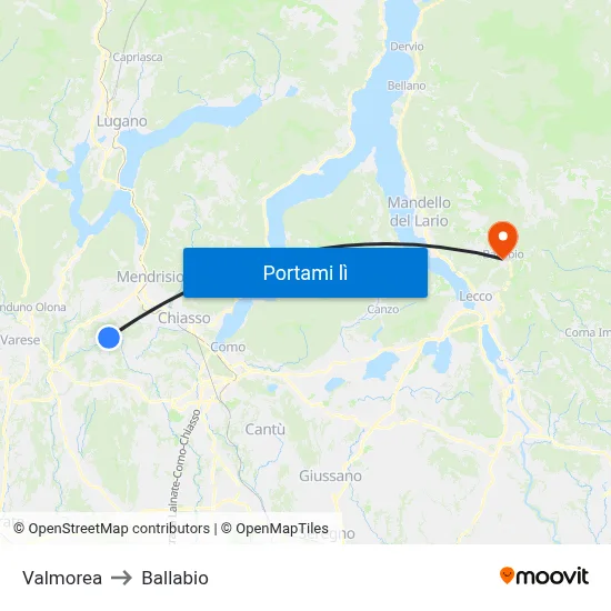 Valmorea to Ballabio map