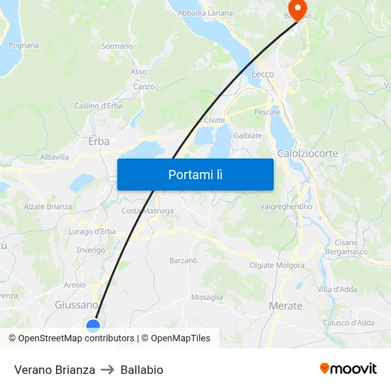 Verano Brianza to Ballabio map
