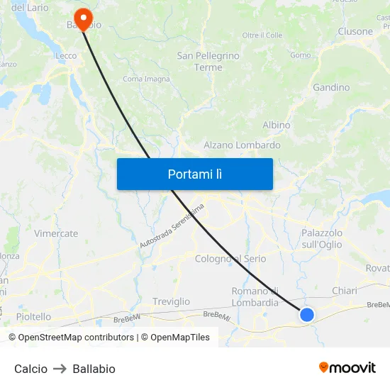 Calcio to Ballabio map