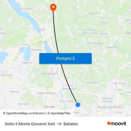 Sotto Il Monte Giovanni Xxiii to Ballabio map