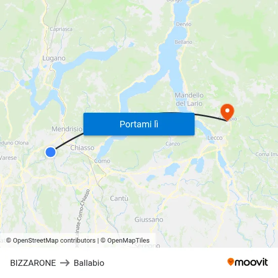 BIZZARONE to Ballabio map