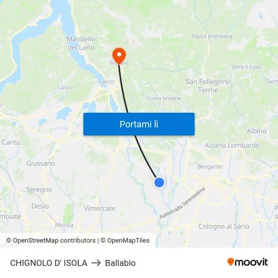 CHIGNOLO D' ISOLA to Ballabio map