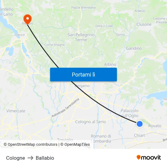 Cologne to Ballabio map