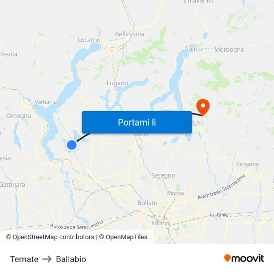 Ternate to Ballabio map