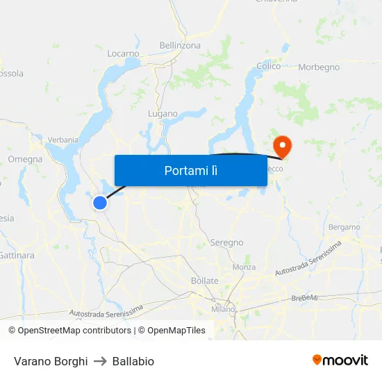 Varano Borghi to Ballabio map