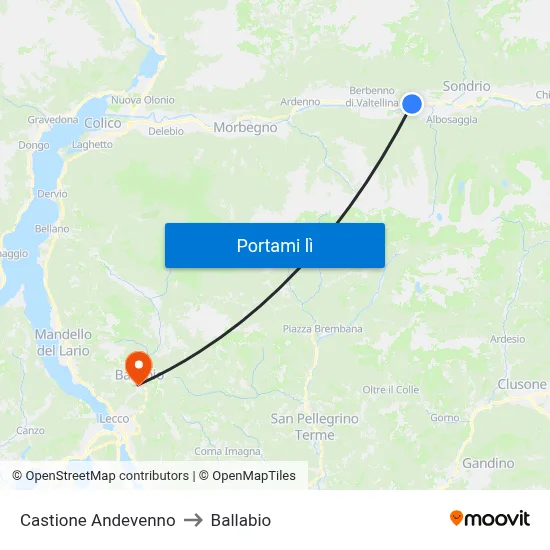 Castione Andevenno to Ballabio map