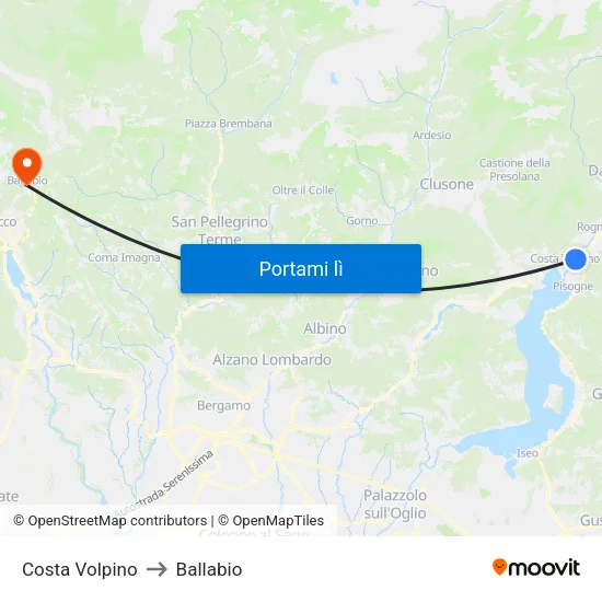 Costa Volpino to Ballabio map
