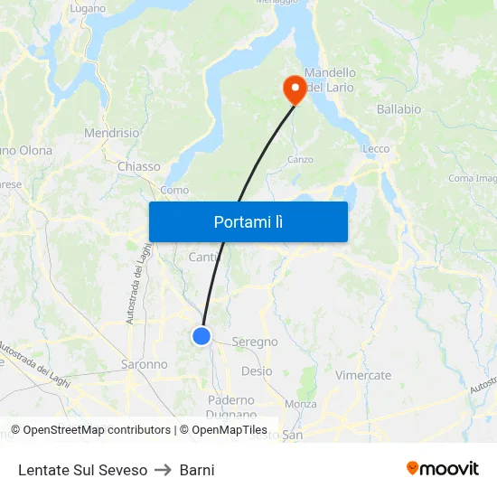 Lentate Sul Seveso to Barni map