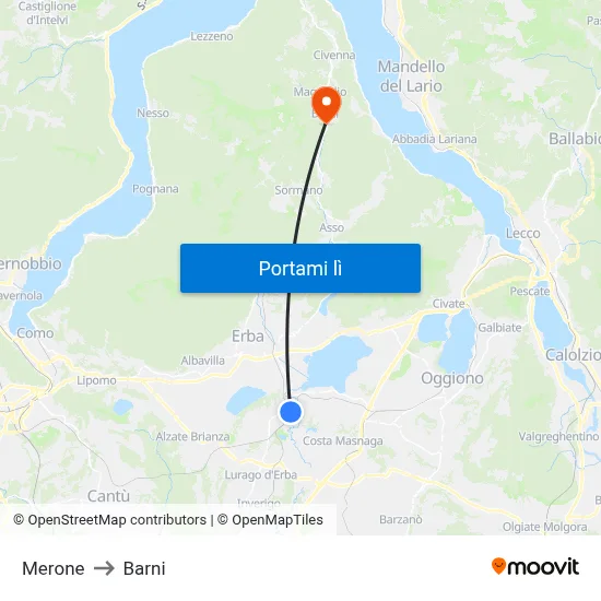 Merone to Barni map