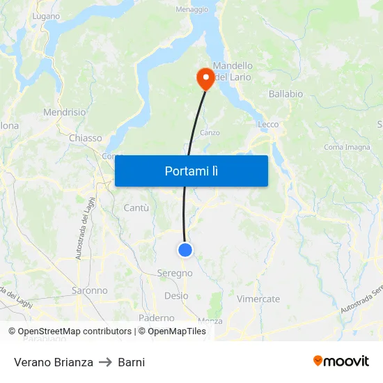 Verano Brianza to Barni map