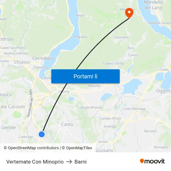 Vertemate Con Minoprio to Barni map