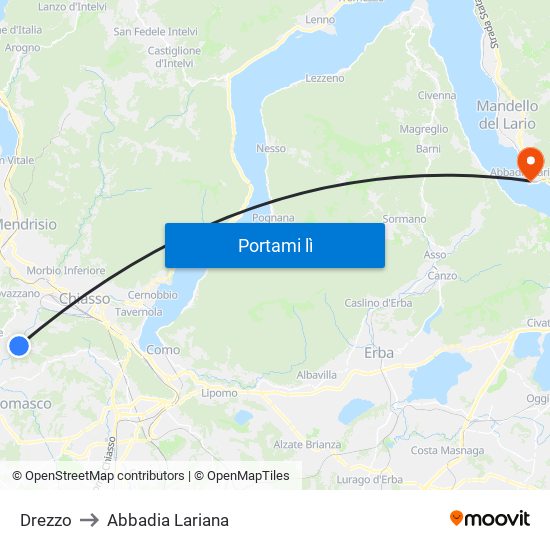 Drezzo to Abbadia Lariana map