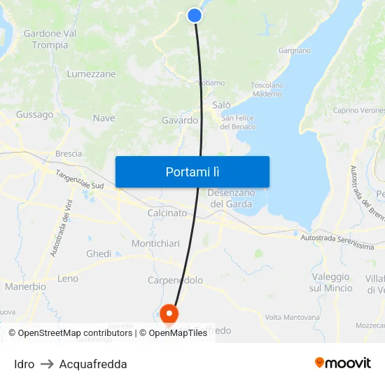 Idro to Acquafredda map