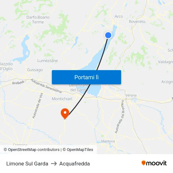 Limone Sul Garda to Acquafredda map