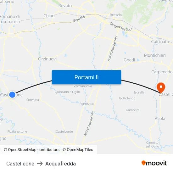 Castelleone to Acquafredda map