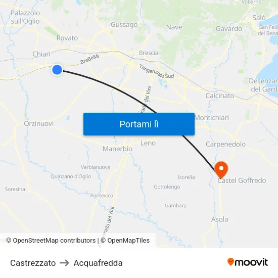 Castrezzato to Acquafredda map