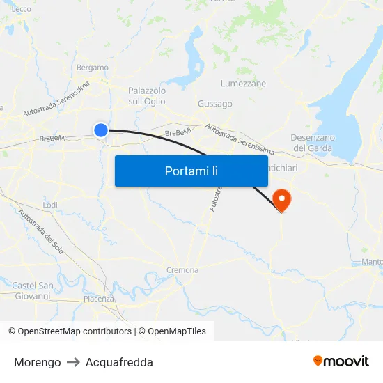 Morengo to Acquafredda map