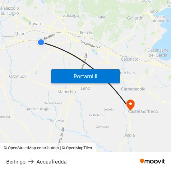 Berlingo to Acquafredda map