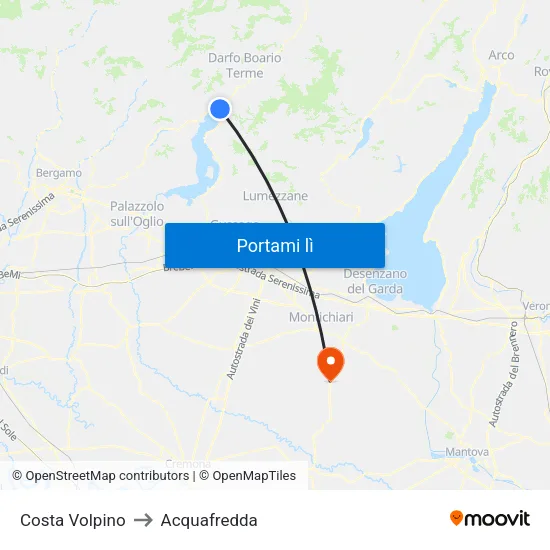Costa Volpino to Acquafredda map