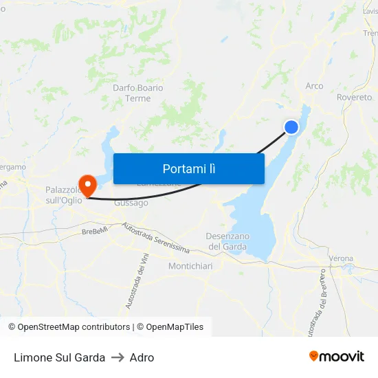 Limone Sul Garda to Adro map