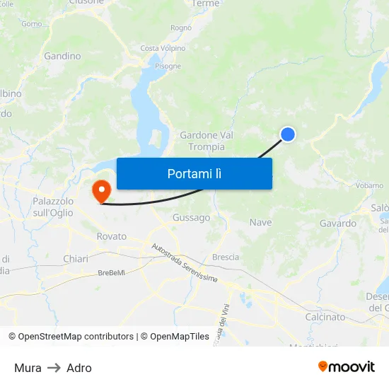 Mura to Adro map