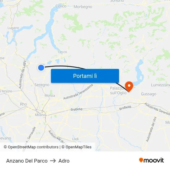 Anzano Del Parco to Adro map