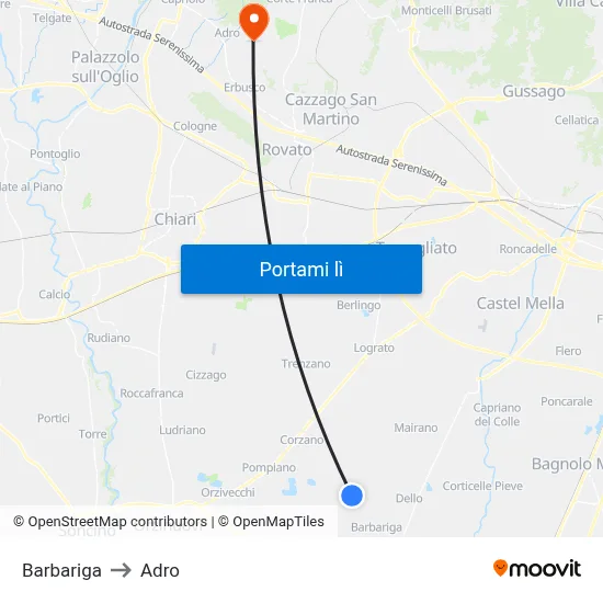 Barbariga to Adro map