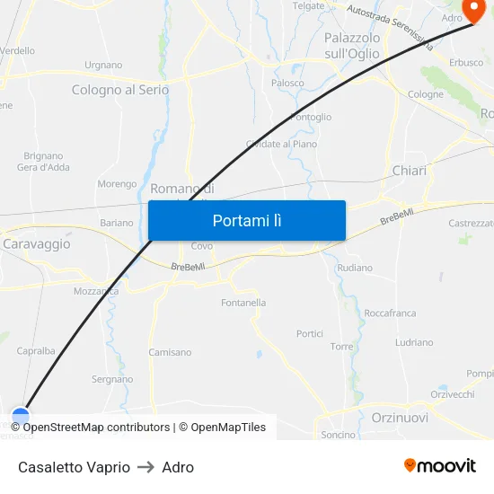 Casaletto Vaprio to Adro map