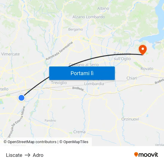 Liscate to Adro map