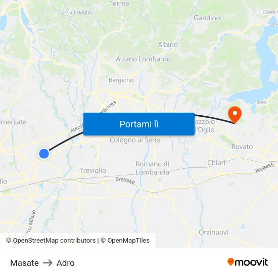 Masate to Adro map