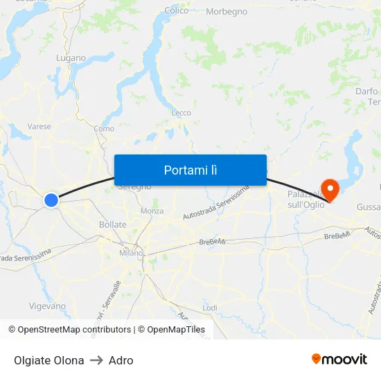Olgiate Olona to Adro map