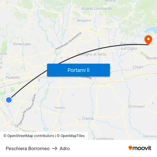 Peschiera Borromeo to Adro map
