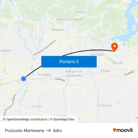 Pozzuolo Martesana to Adro map