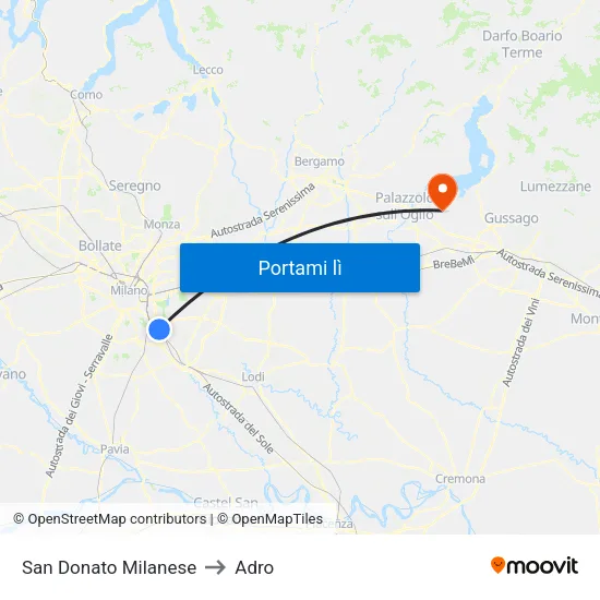 San Donato Milanese to Adro map