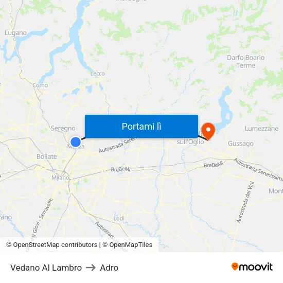 Vedano Al Lambro to Adro map