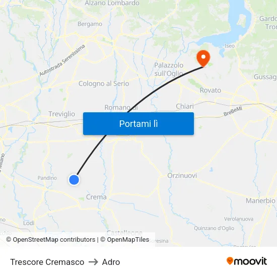 Trescore Cremasco to Adro map