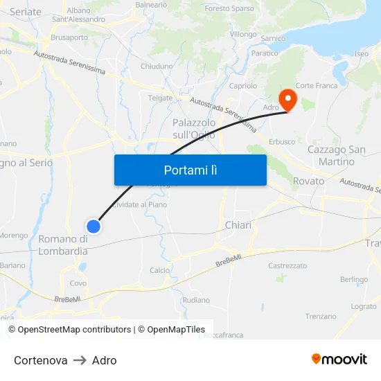 Cortenova to Adro map