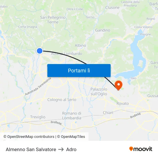 Almenno San Salvatore to Adro map