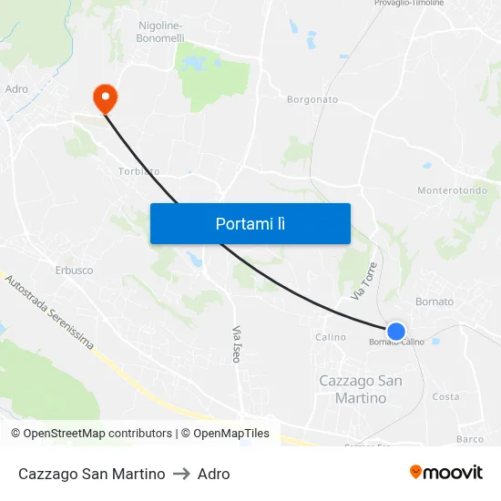 Cazzago San Martino to Adro map