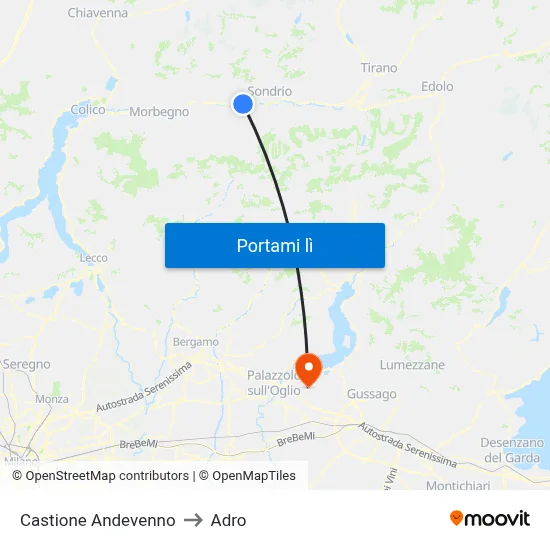 Castione Andevenno to Adro map