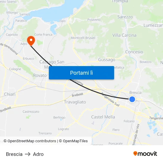 Brescia to Adro map